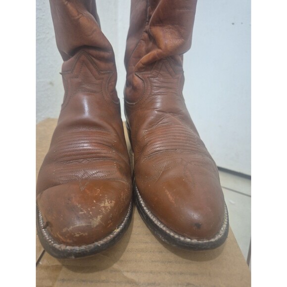 Tony Lama #5084 Mens Sz 8D Boots Western Cowboy Ranch Brown Leather Vtg main image 5